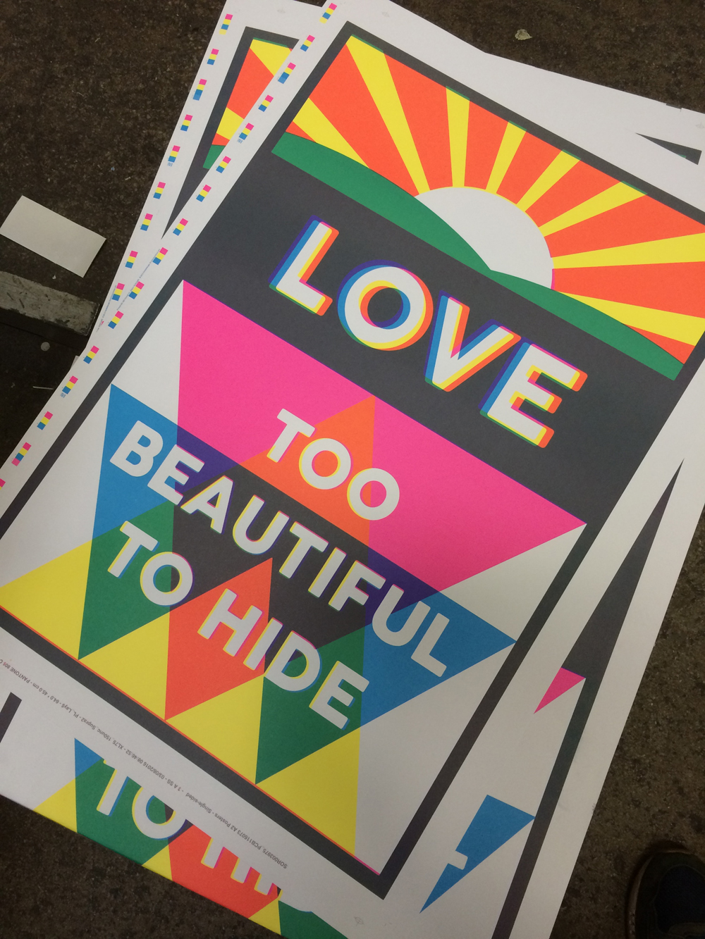 'Love Is Too Beautiful To Hide' one of a series of posters by Jacob Love for Margate Pride